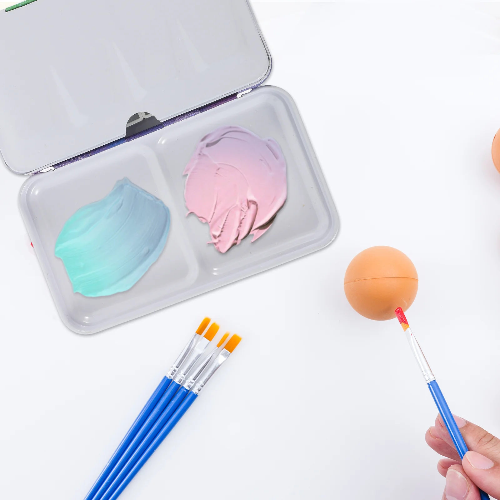 

1 Set of Iron Mixing Plate Watercolor Pigment Box Painting Color Mixing Case Portable Color Holder