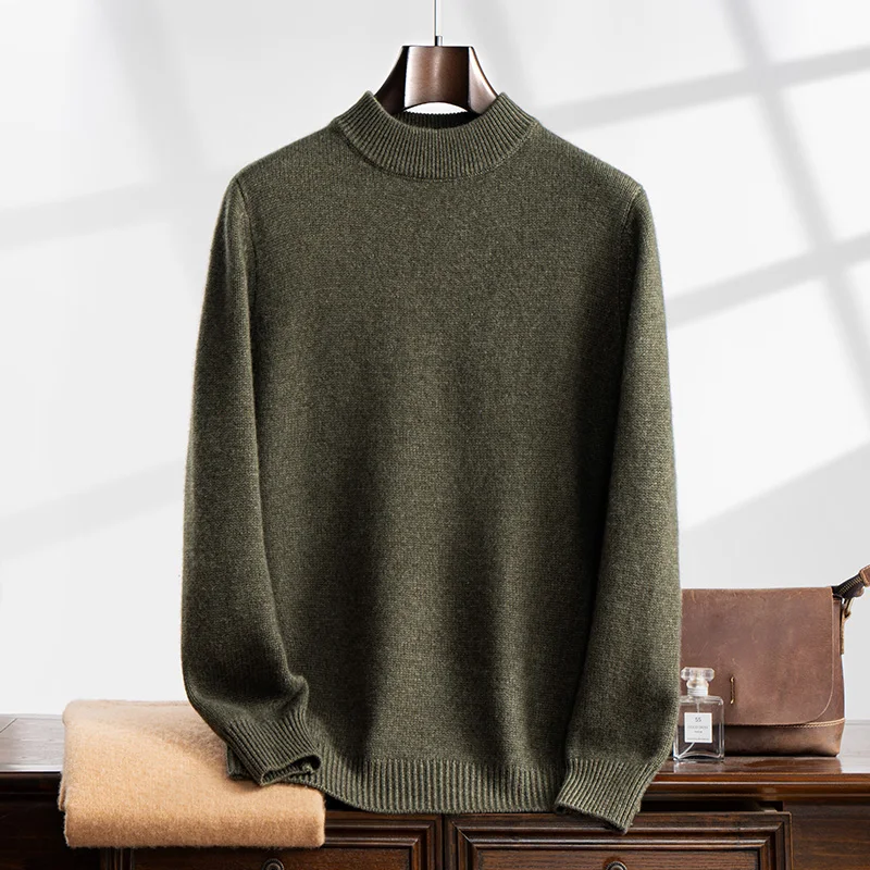 Autumn and winter new 100% cashmere men's o collar sweater fashion jumper slim warm knit solid color long sleeve top