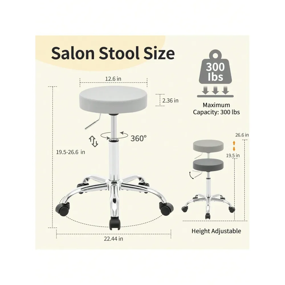 

Stool Adjustable Height 19.526.6,Tattoo Chair For Artist, Gratool For Hairstylist Gray,40062122