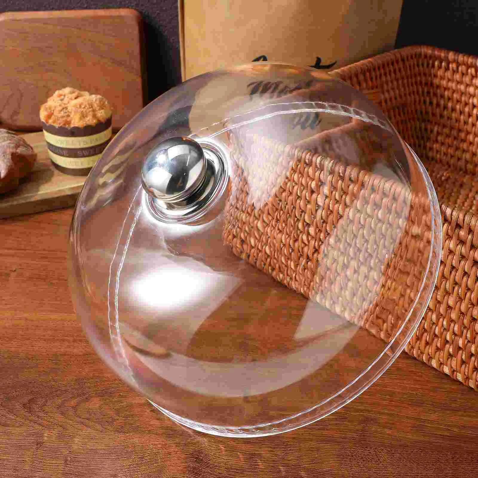 1pc Cake Cover With Stainless Steel Base Premium Plastic Transparent Food Protective Cover For Snack Dust Proof Kitchen
