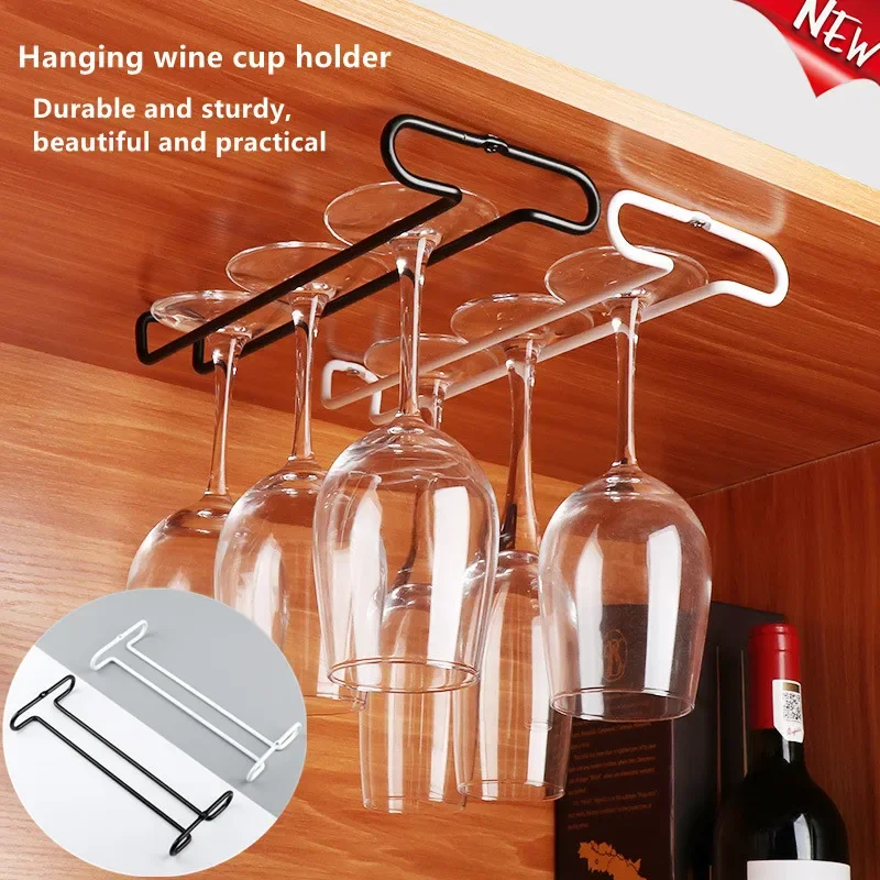 1PCS New Wine Glasses Holder Bartender Stemware Hanging Rack Under Cabinet Stemware Organizer Glass Goblet Iron Rack Bar Tool