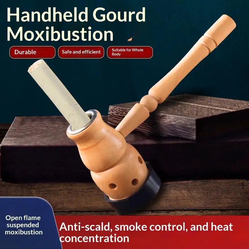New Gourd Moxibustion Box Wooden Moxa Stick Burner Holder Roll Set Wormwood Artemisia Acupuncture Burner Tool Moxa Strips