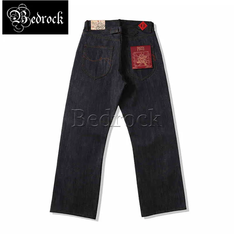 Mbbcar 15oz Super Deep Indigo Raw Denim Jeans For Men Selvedge Denim Unwashed High Waisted Wide Leg Pants Vintage Buckle Back