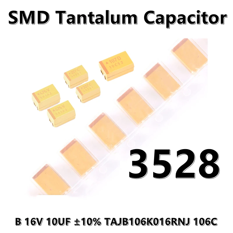 (5pcs) 3528 (Type B) 16V 10UF ±10% TAJB106K016RNJ 106C 1210 SMD tantalum capacitor