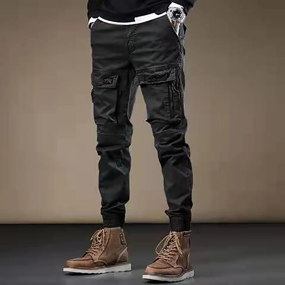 New arrive men’s light luxury cargo pants,multi-pockets harem pants,outdoors sports tactical pants,slim-fit casual jeans pants;