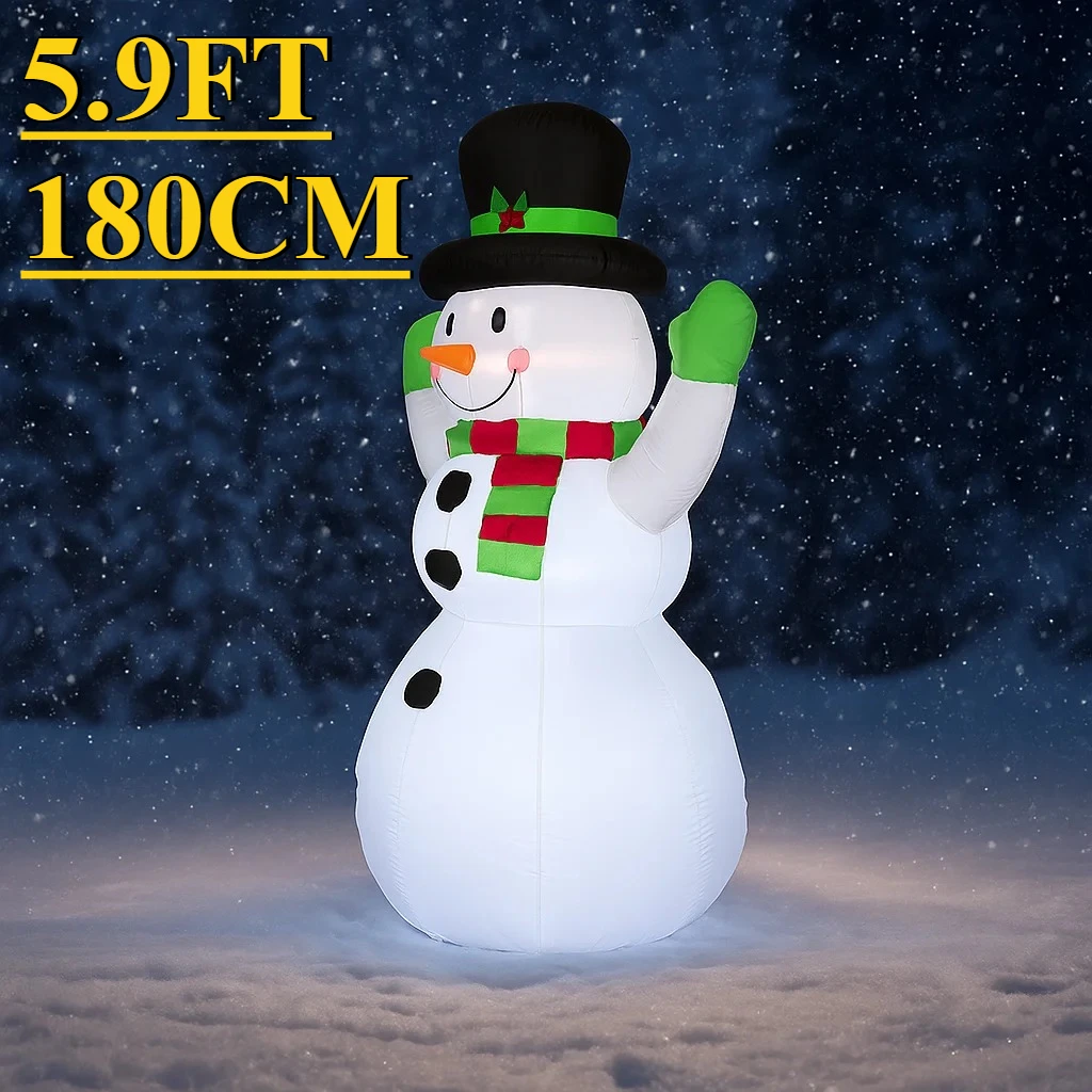 5,9 Fuß aufblasbare Schneemann-Weihnachtsdekoration mit LED-Lichtern – ideal für festliche Ornamente und Weihnachtszubehör zu Hause und im Garten