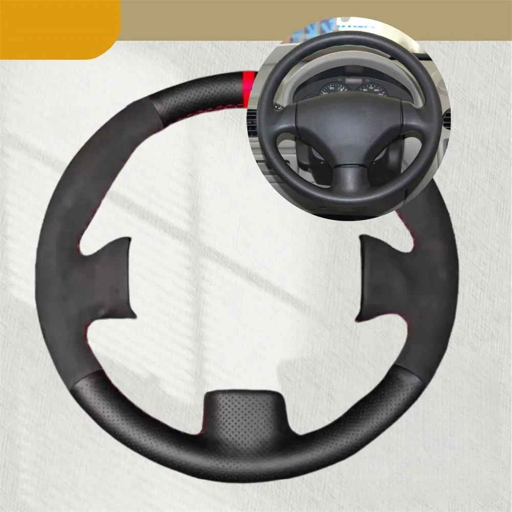 Car Steering Wheel Cover For Peugeot 206 1998-2005 206 SW 2003-2005 Suede Leather Non-Slip Car Accessories Steering Wrap