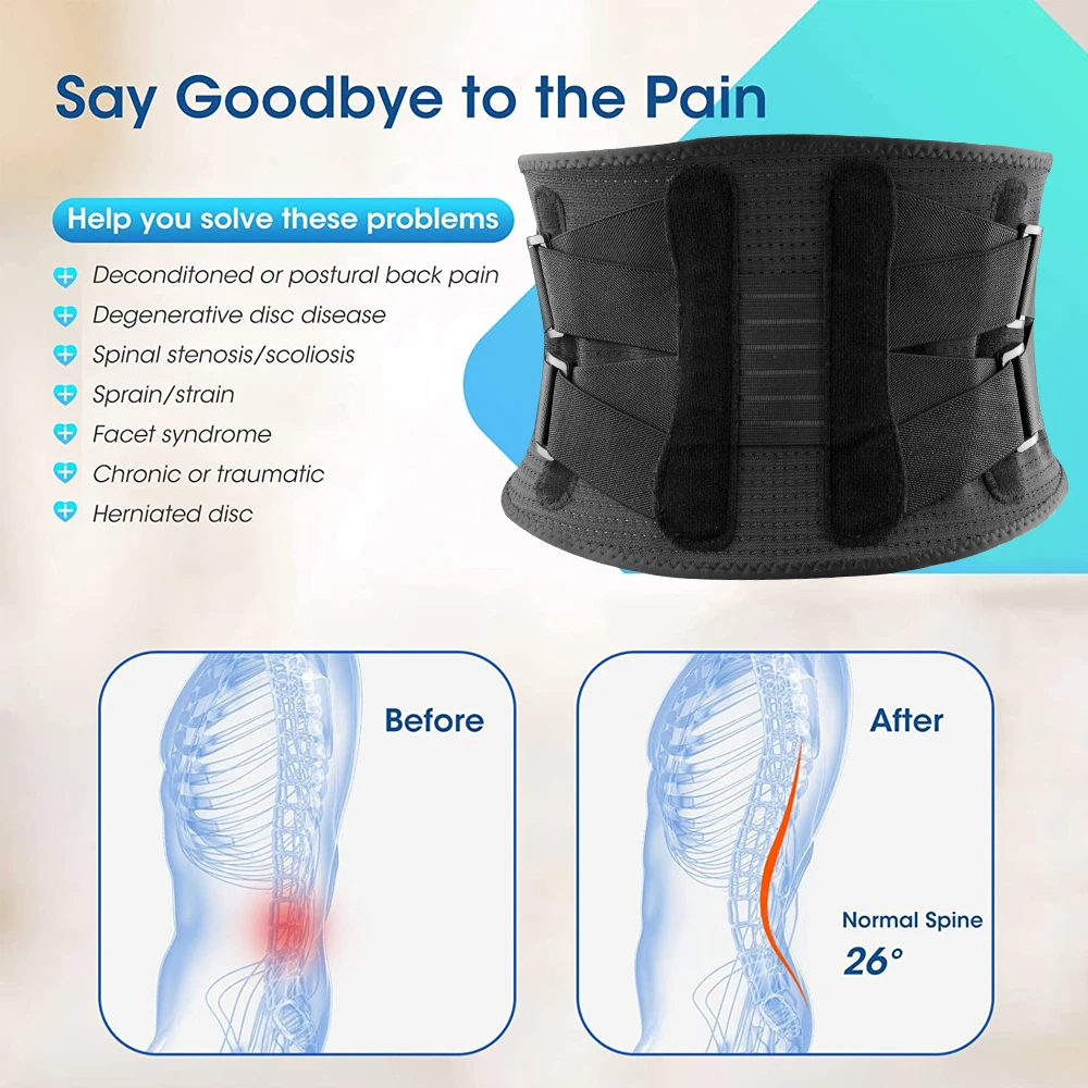 Medical Orthopedic Brace for Men and Women, Back Lumbar Support Belt, Posture Corrector, Spine Decompression, Pain Relief, 1Pc