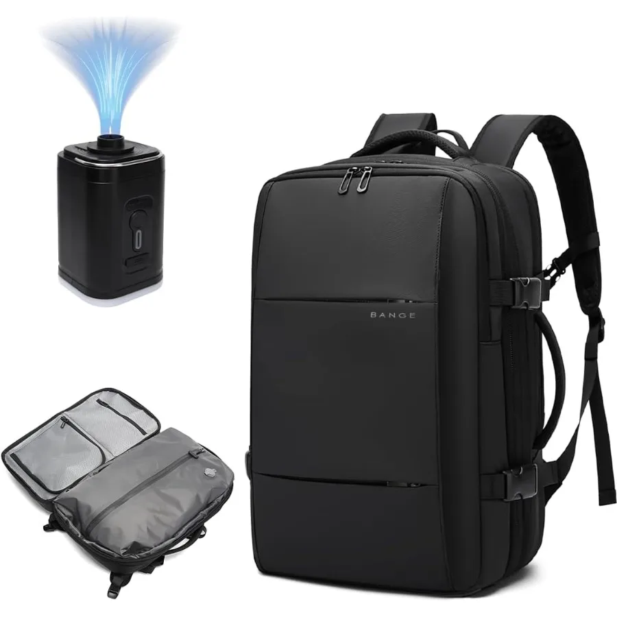 حقيبة ظهر BANGE مع مضادة للسرقة وضغط مفرغ للسفر وحقائب ظهر قابلة للتوسيع مع مضخة للطائرات #1