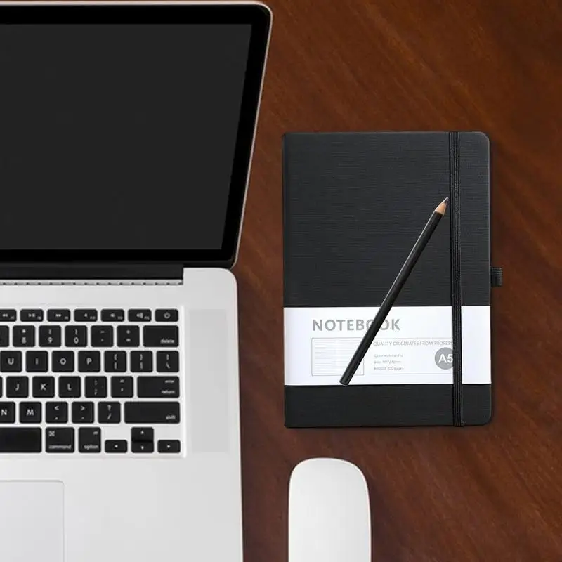 Diary Notebook A5 PU Leather Cover Horizontal Line Notebook Journal 200 Pages Notepads Diary Agenda Business Work Notebook