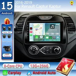Android 15 For Renault Kaptur Captur 2016- 2019 2K QLED Android Car Radio Multimedia Video Player GPS Stereo CarPlay Navigation