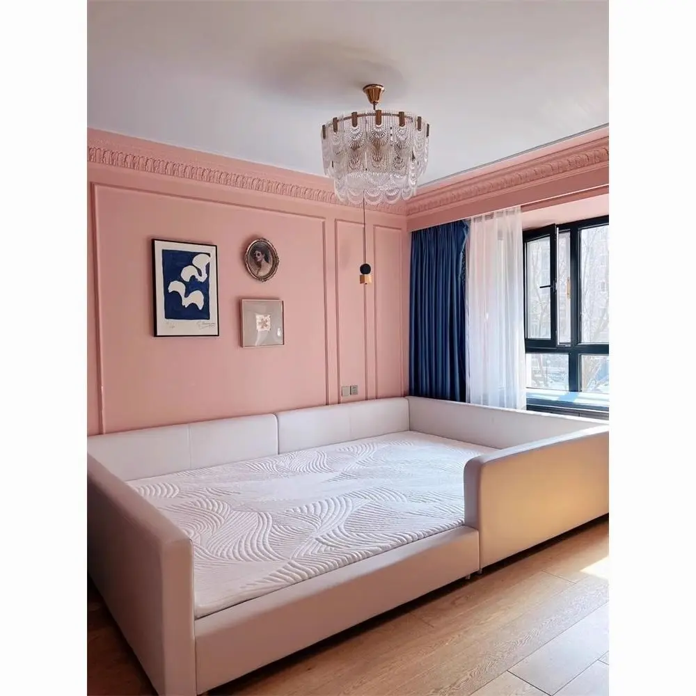 Two-child parent-child bed, a family of four beds, tatami bed, widened splicing bed, children's guardrail, cat claw leather