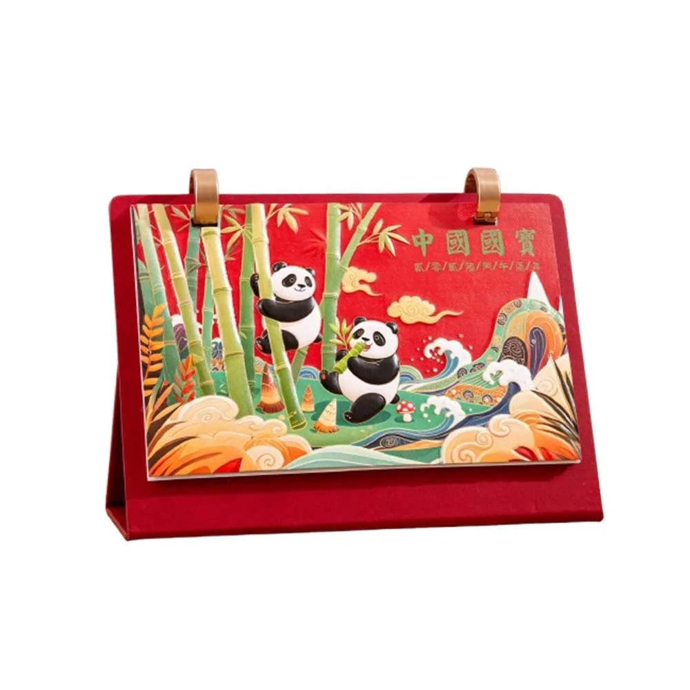 

Good Wishes Leather Coil Horse Year Desk Calendar Standing Retro Coil Calendar Flip Design Monthly Planner Desktop Display