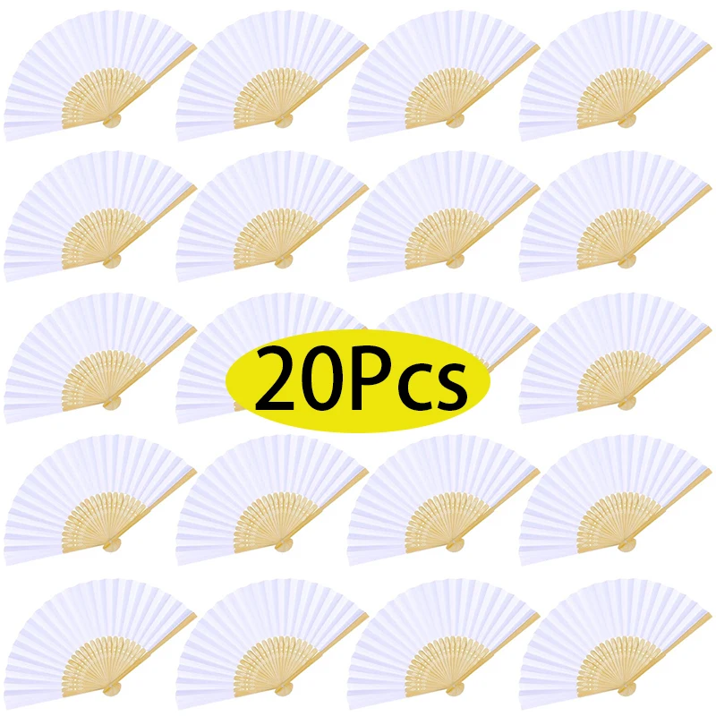 

20Pcs Folding Fan Handheld Folding Paper Fan Wedding Festival Party Performance Decoration
