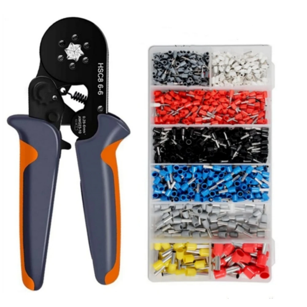 Ferrule Crimping Tool Wire Crimper Pliers with 400/800/1200/2120 pcs Terminal Ferrules Connector Sleeves for Stripper Wiring