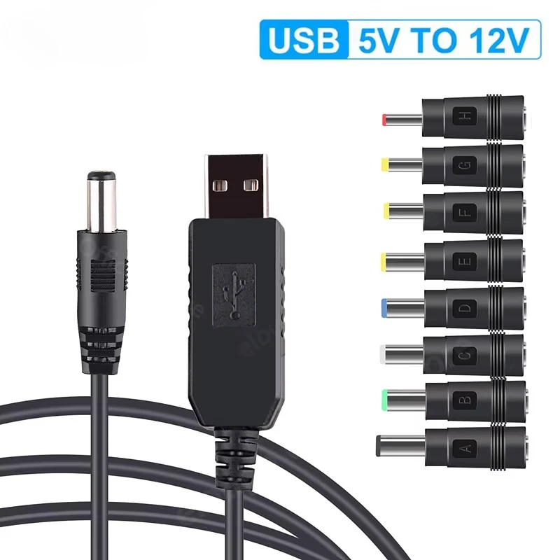 Elough WiFi to Power bank Cable Connector USB DC 5V to 12V Cable Boost Converter Step-up Cord For Wifi Router Modem Fan Speaker