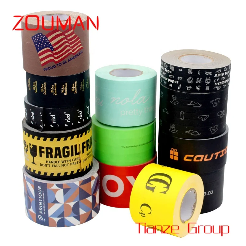 Custom , YIWU 5% discount factory price Custom logo printed kraft paper tape adhesive gummed tape