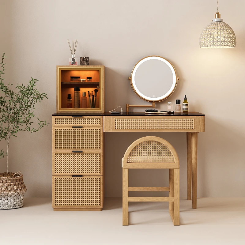 Bedroom Chest of Drawers Dressing Table Integrated Modern Minimalist Rattan Dressing Table Makeup Table