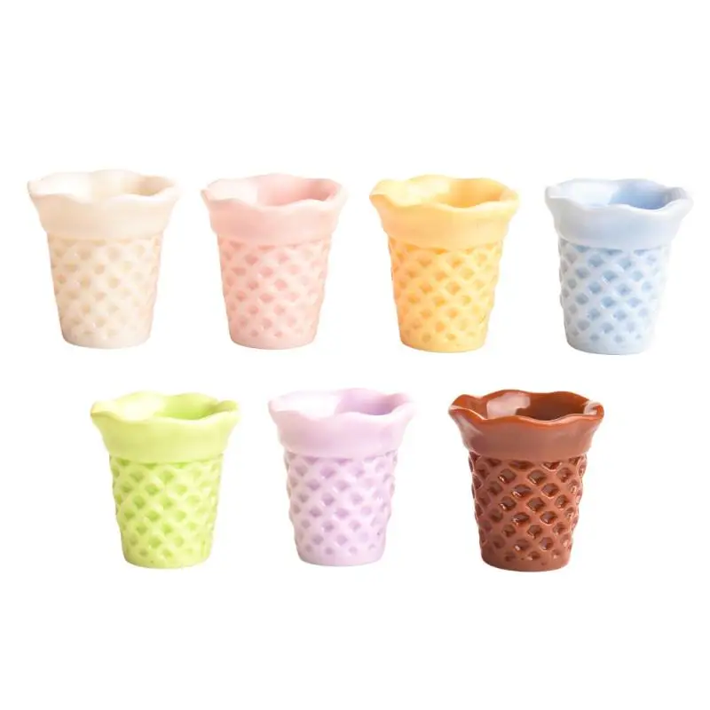 10pcs Kawaii Simulation Mini Waffle Crispy Cone Ice Cream Base DIY For Keychain Earrings Scrapbook Dollhouse Accessories