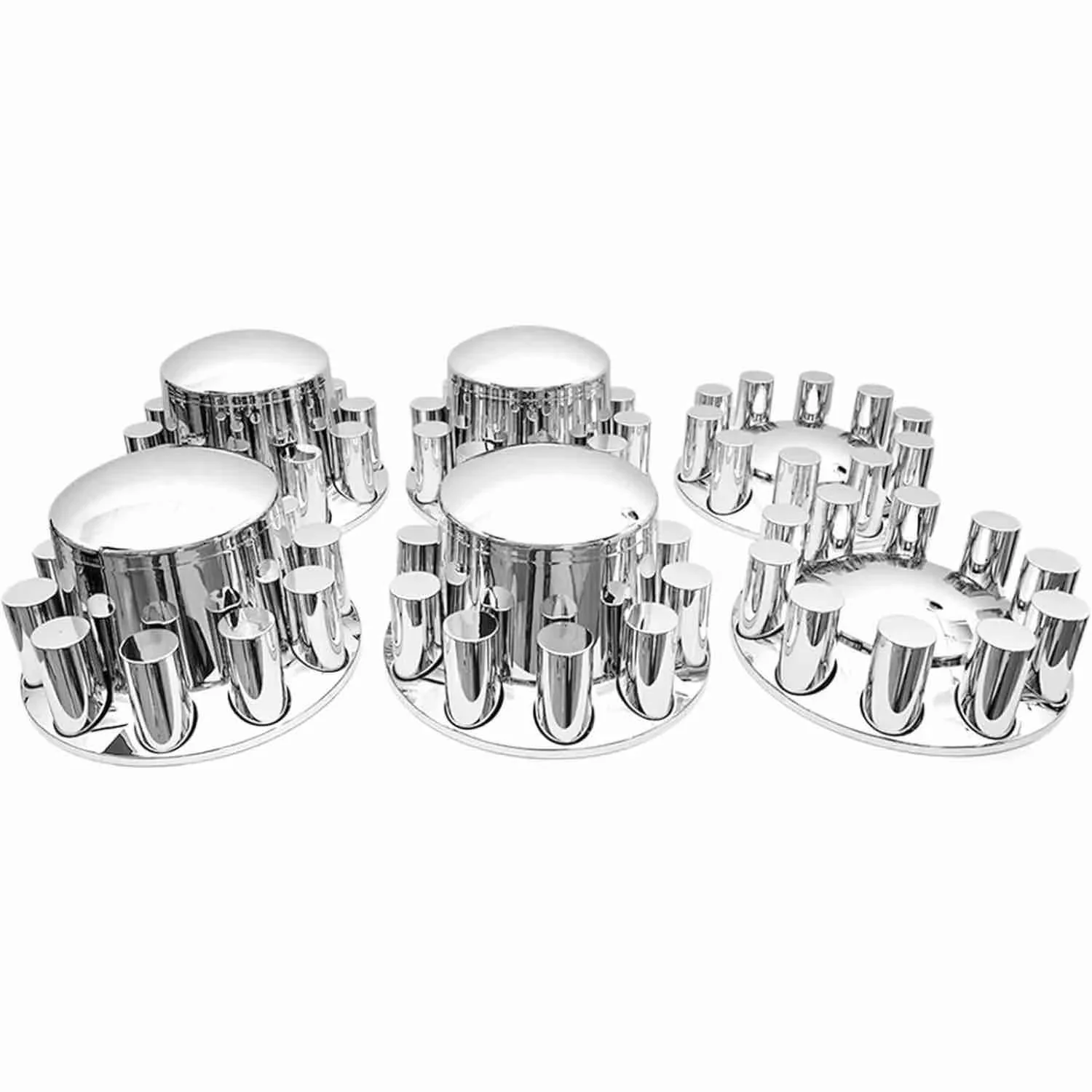 33mm Axle Cover Chrome Dome with Flat Nut  with 2 Front and 4 Rear Axle Wheel Covers Removable Hub Caps for Semi Truck