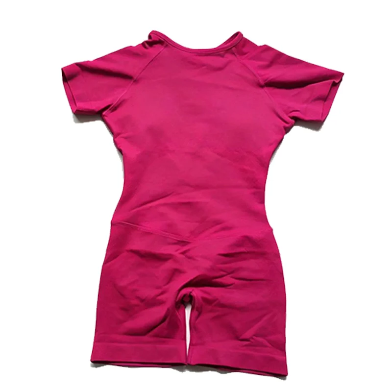 Impact Kurzarm Einteiler Jumpsuit Atmungsaktiv Schnelltrocknend Lauf-Workout-Tights Gym-Anzug Nahtlose Sportanzüge Trainingsanzüge – Detail 4