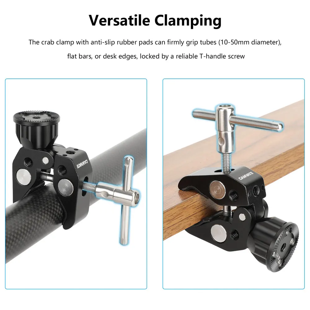 

CAMVATE Multi-purpose Super Crab Clamp with 1/4 ARRI Rosette Mount For Photography Accessories Tripod Leg Handrail Pole