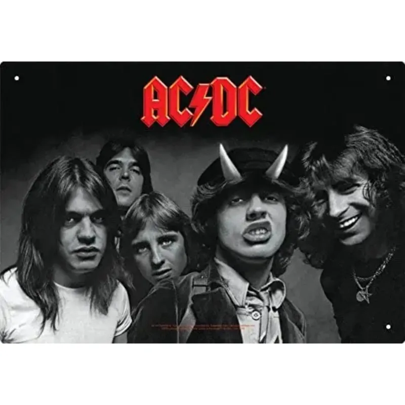 AC DC Vintage Heavy Metal Music Cool Classic Rock Band Metal Tin Sign for Home Restaurant Cafe Bar Art Wall Decoration Gifts