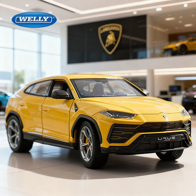 

WELLY 1:24 Lamborghini URUS SUV, легкосплавный автомобиль, литье под давлением и игрушечный транспорт, модель автомобиля, миниатюрная масштабная модель автомобиля для детей