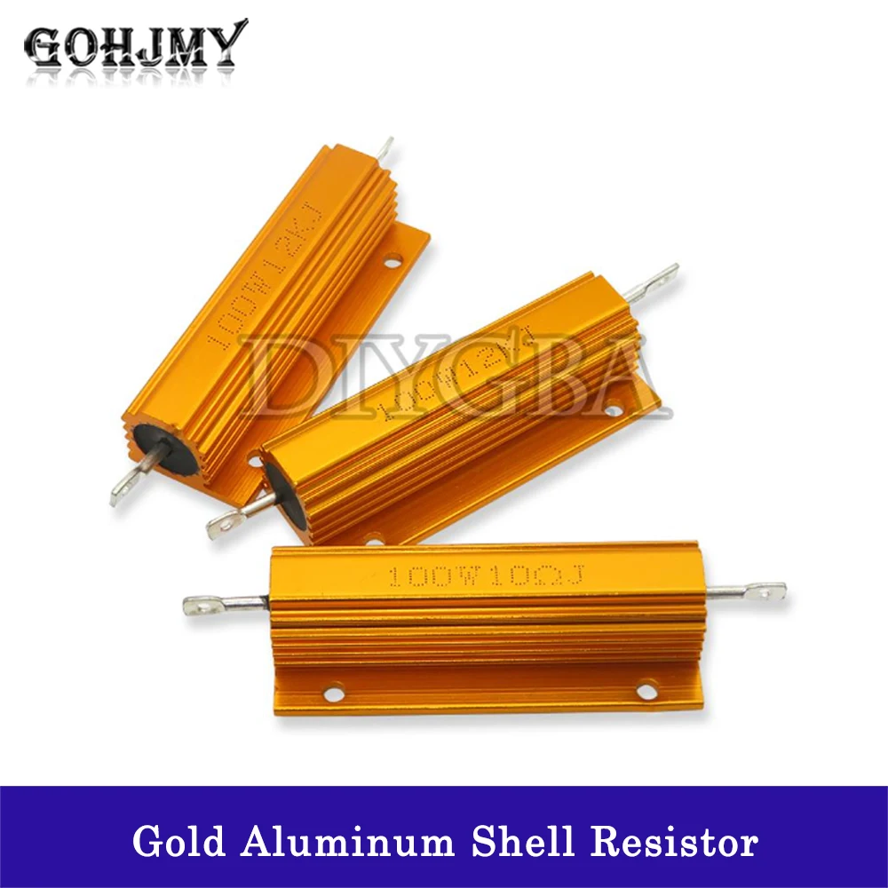 100W Aluminum Power Metal Shell Case Wirewound Resistor 0.01~100K 1 2 3 5 6 8  1K 10K 100K 220 ohm RX24 resistance