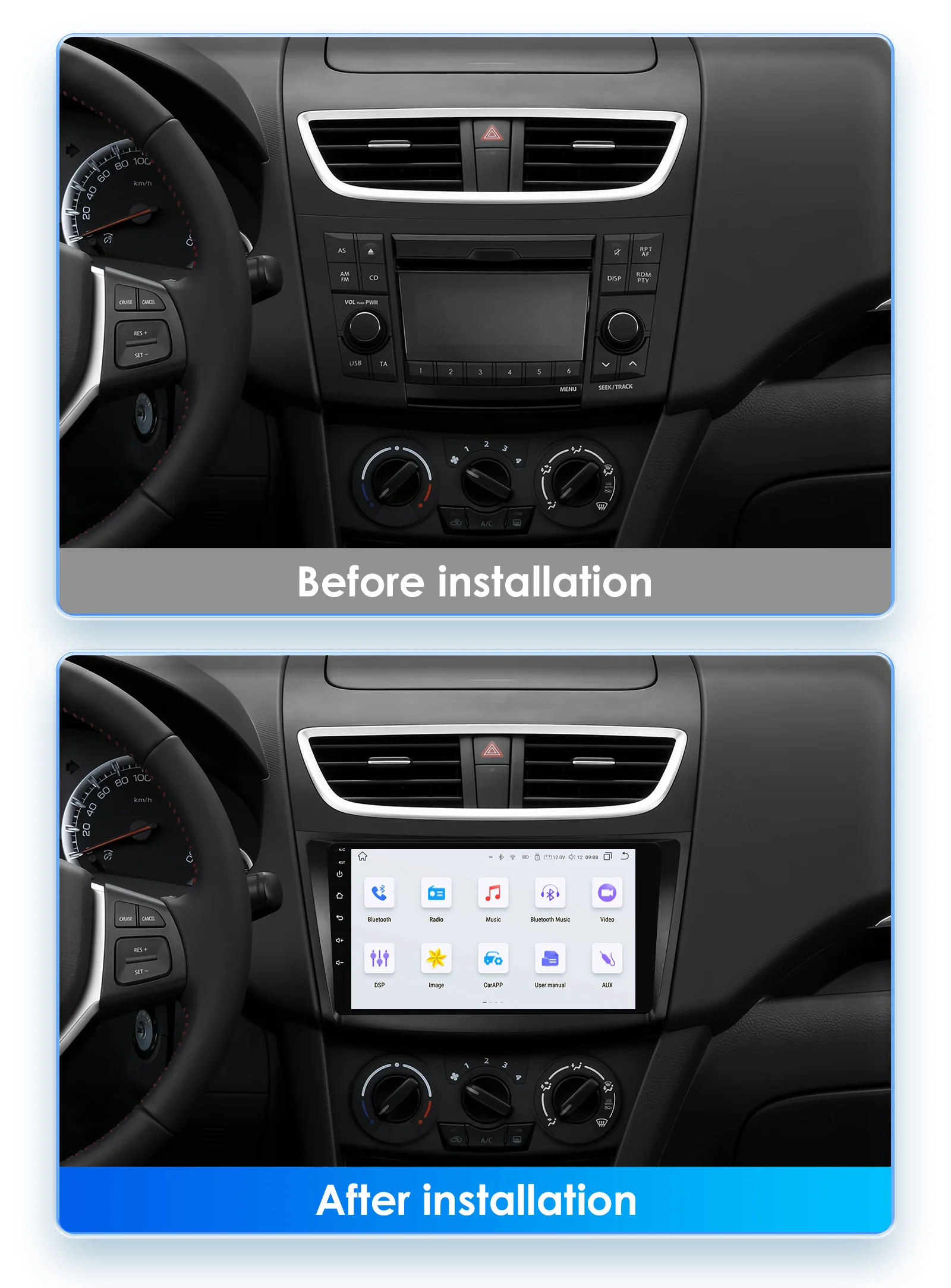 Hzipo 2Din 8G+128G Car Radio For Suzuki Swift 4 2011 - 2015 Navigation Player Android 14 Stereo GPS Multimedia Auto Carplay DSP