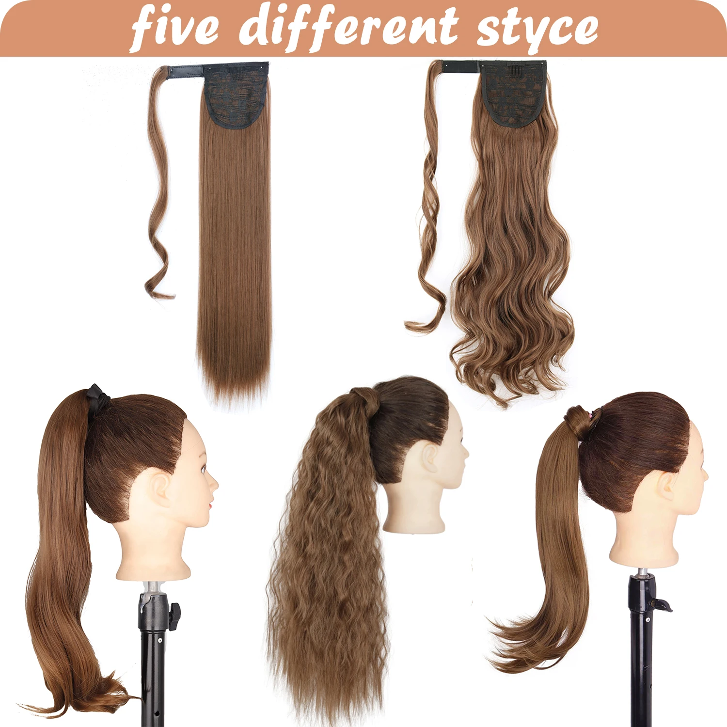 MERISIHAIR Synthetische 34 Zoll Haar Heat Resistant Lockiges Haar Mit Pferdeschwanz Gefälschte Haar Clip in Haar Extensions Pony Schwanz