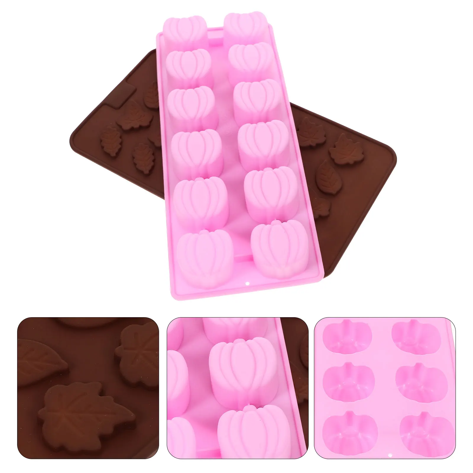 

4 Pcs Pumpkin Maple Leaf Mold Chocolate Molds Making Halloween for Candy Silicone Moulds