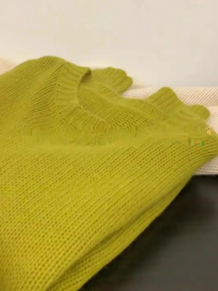 

Pleasing Yellow Knitted Sweater Hoodie High Waist Korean Style Long Sleeve Casual Wear Comfortable Fit Online Exclusive Autum...