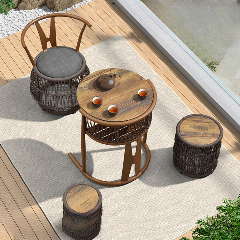 

Balcony table and chair three-piece combination leisurehome coffesmall rattan chair courtyar