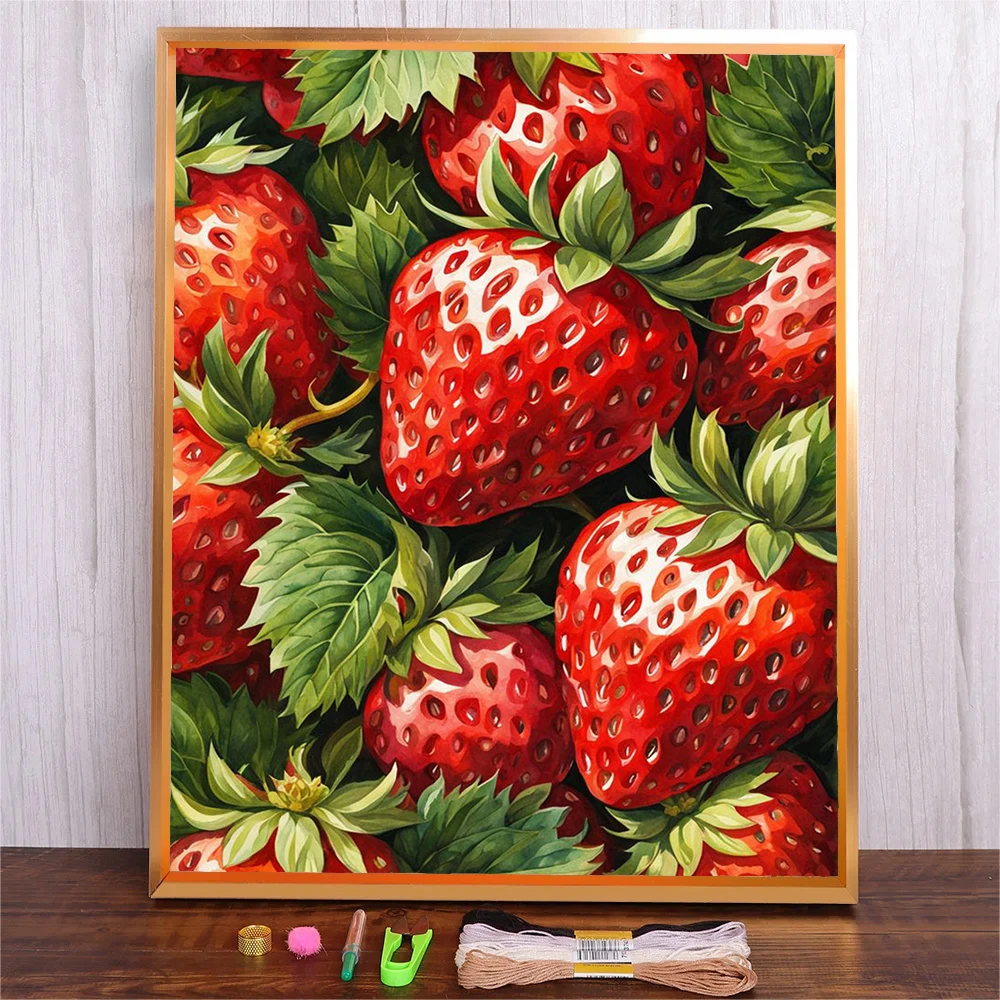 

Diy Needlework Crafts Kit Fruit Strawberry Cross-Stitch For Beginner DMC Threads Embroidery Starter Kits Cross Stitch Home Decor