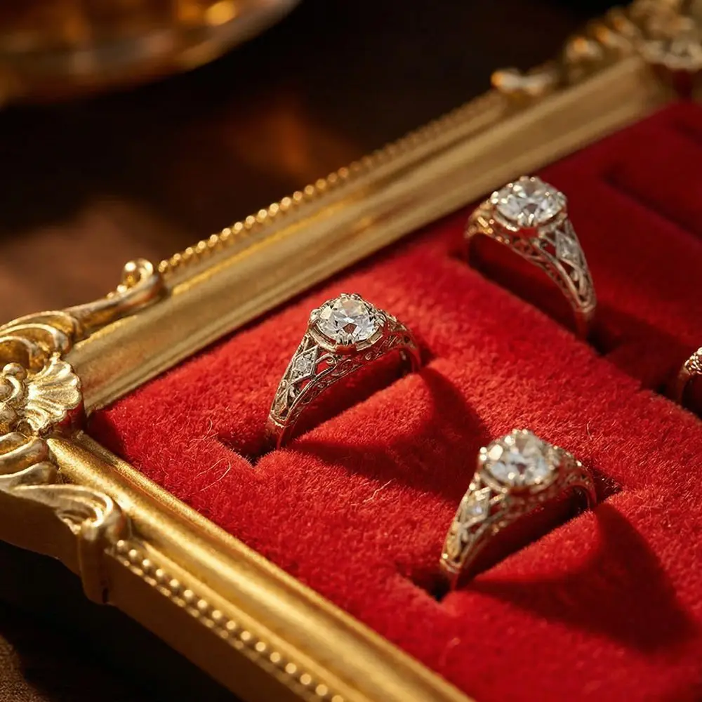 

Винтажная подставка для украшений в европейском стиле: эстетичная золотая фоторамка, деревянная подставка для колец, квадратная подставка для мелочей