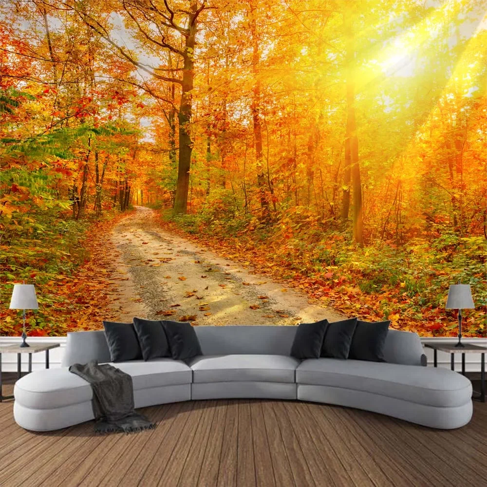 Sunshine Forest Tapestry Natural Landscape Wall Hanging Home Background Poster Living Room Bedroom Art Decoration Bed Sheet
