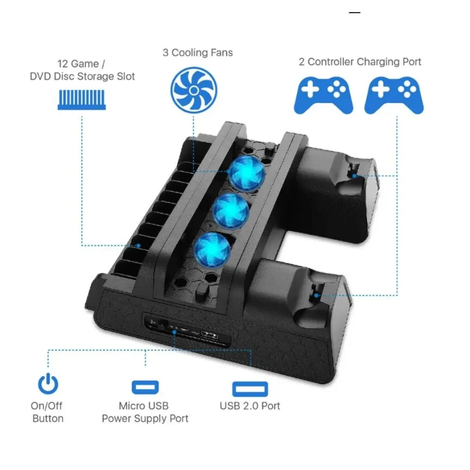 مروحة حامل لدعم سوني بلاي ستيشن PS4 برو وحدة تحكم رفيعة بلاي ستيشن PS 4 وحدة تحكم ألعاب ملحقات تبريد التحكم في التبريد