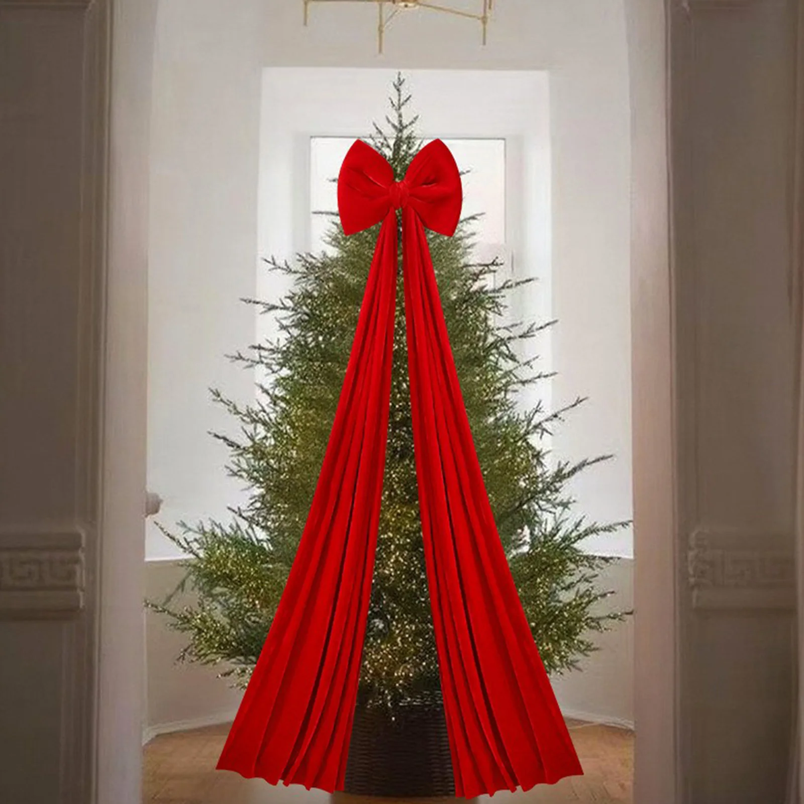 Large Christmas Bow Pendant ‌2025 New Christmas Tree Decoration‌ ‌Flocking Material Bow Door Frame Decoration