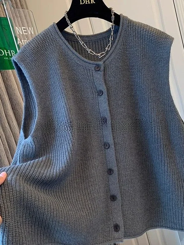 

Женский вязаный жилет больших размеров на пуговицах, на 300 пуговиц, для ранней осени, многослойный дизайн, модный, для повседневной носки