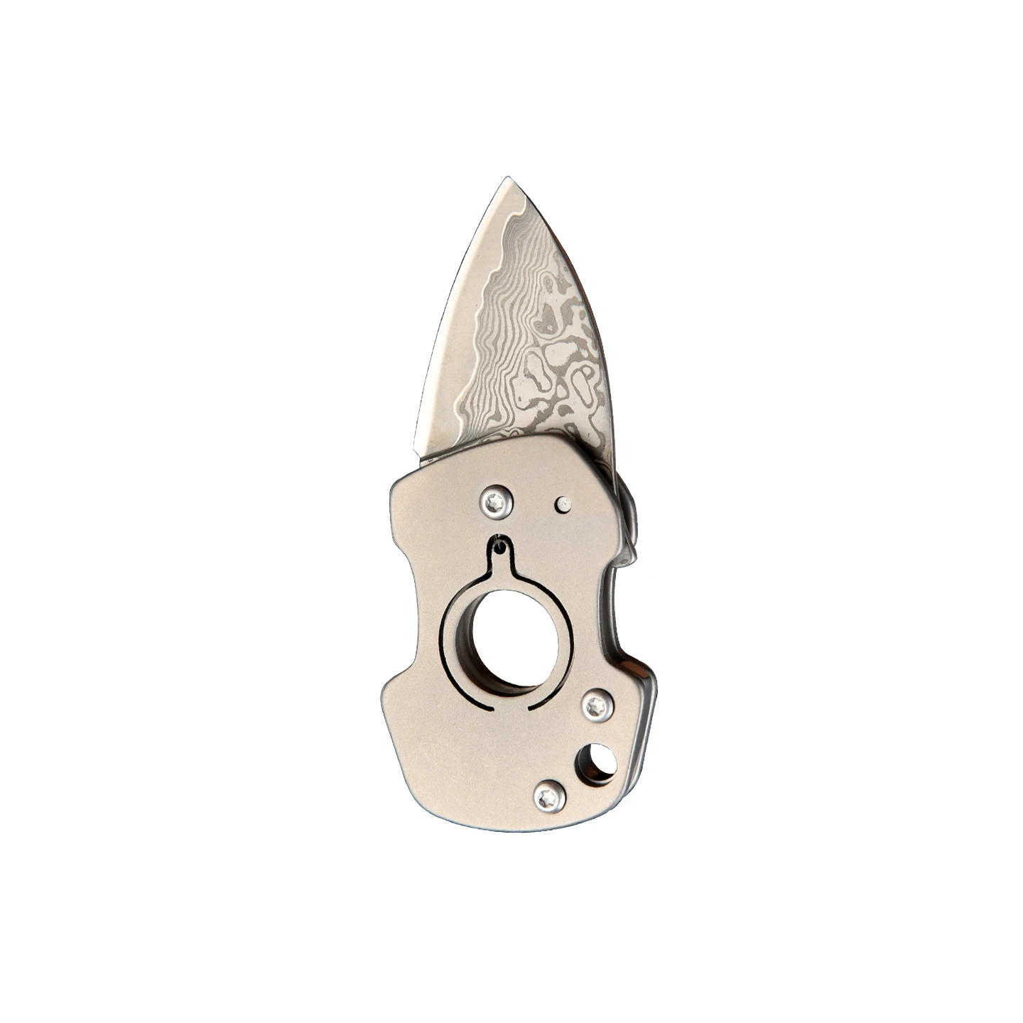 CNC Titanlegierung Mini-Klappmesser mit Damastklinge, tragbares Outdoor-EDC-Werkzeug zum Aufhängen, Camping, Unboxing, schnell zu öffnendes Messer – Detail 12