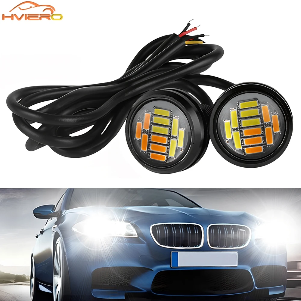 2PCS 23mm 4014 Car Auto 12Led Eagle Eye Turn Signal DayTime Running Lights Spot Lamp Backup Motor Parking DayLamp DRL Waterproof
