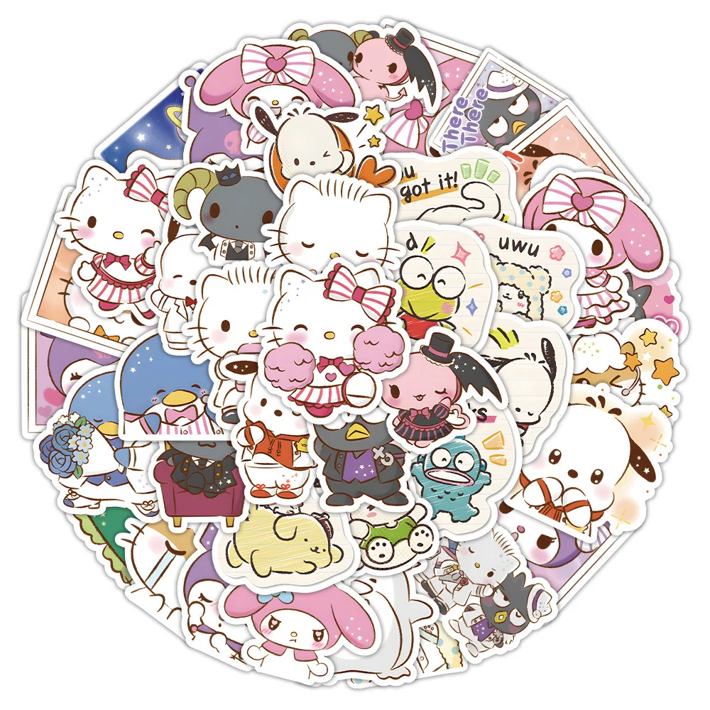 10/30/62PCS Sanrio HelloKitty Kuromi Pochacco My Melody Stickers Cute Cartoon Creative Decals DIY Wall Bike Notebook Gift Toys