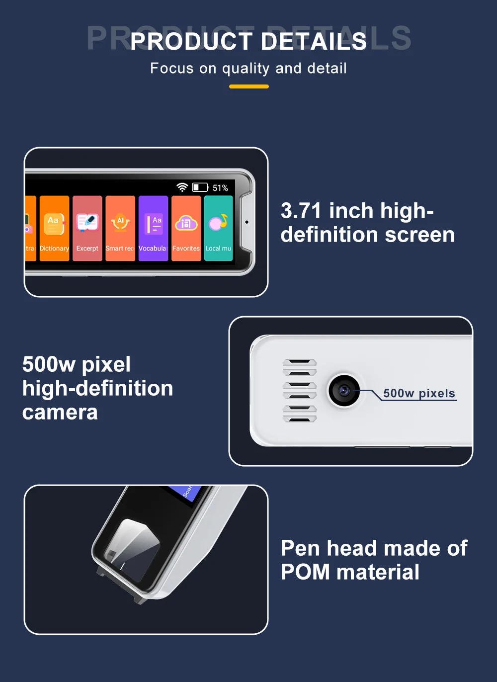 Penna scanner linguistico MD32 Penna intelligente Traduttore linguistico Dizionario elettronico Penna scansione per l'apprendimento dell'inglese Batteria incorporata
