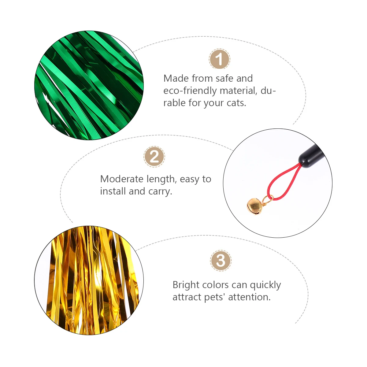 

10pcs Replacement Heads for Cat Teaser Sticks Durable Eco-Friendly Interactive Wand Toys Glitter Tassels Indoor Play Kitten Cat