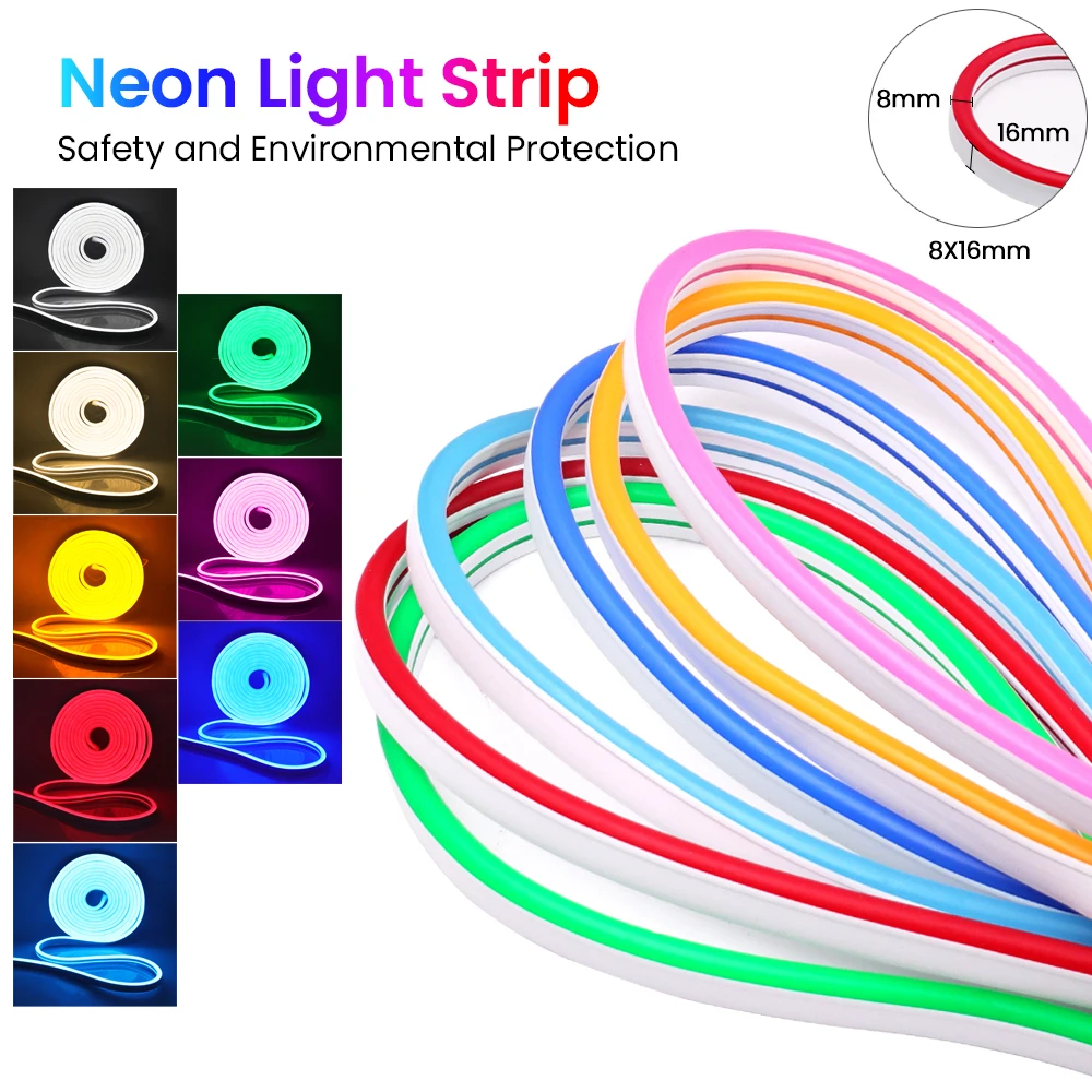 12V Led Neon Strip Light 8mm Rope Flex Tape DIY Sign Neon Lights Red Green Ice Blue Yellow Pink White for Room Waterproof Garden