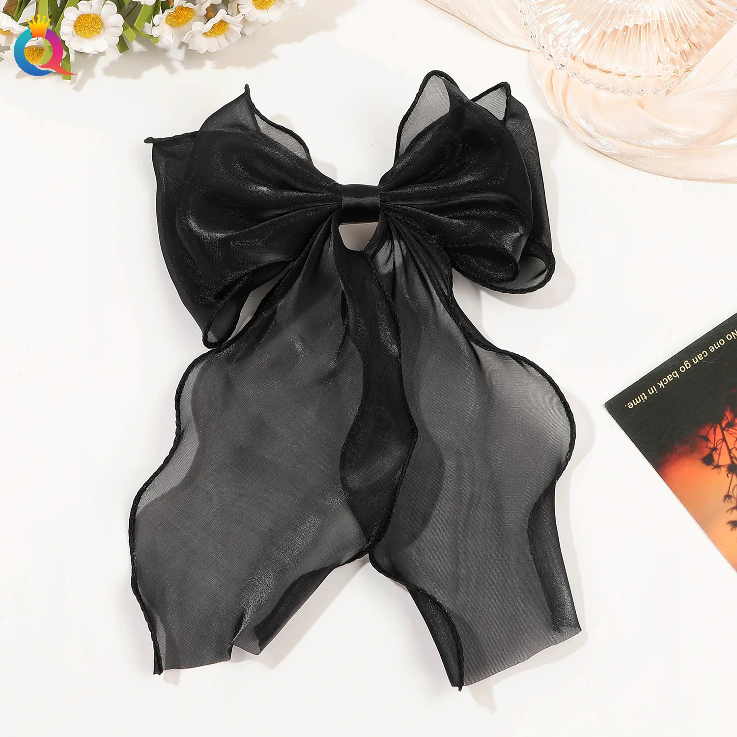 

Multi color organza bow fluttering ribbon hair clip for women French fresh and high-end feeling for girls hair accessories