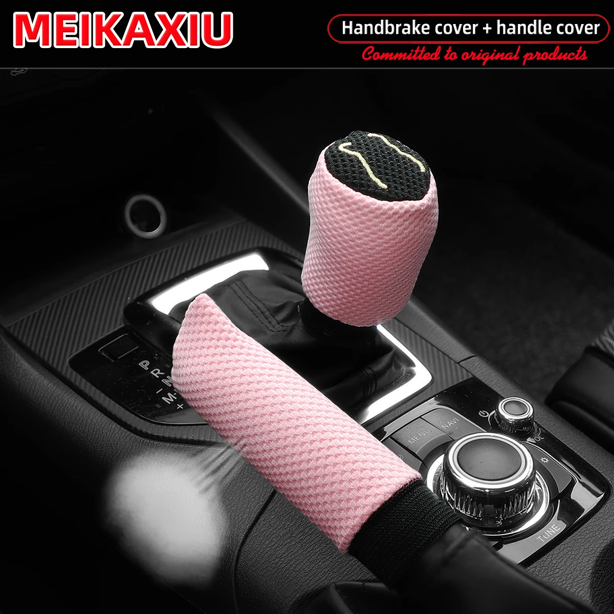 Sommerlicher, atmungsaktiver Stoff, niedliche Ohren, bestickte Eisseide, Handbremsenabdeckung fürs Auto, Schalthebelabdeckung, Schaltgetriebe, Damenaccessoire