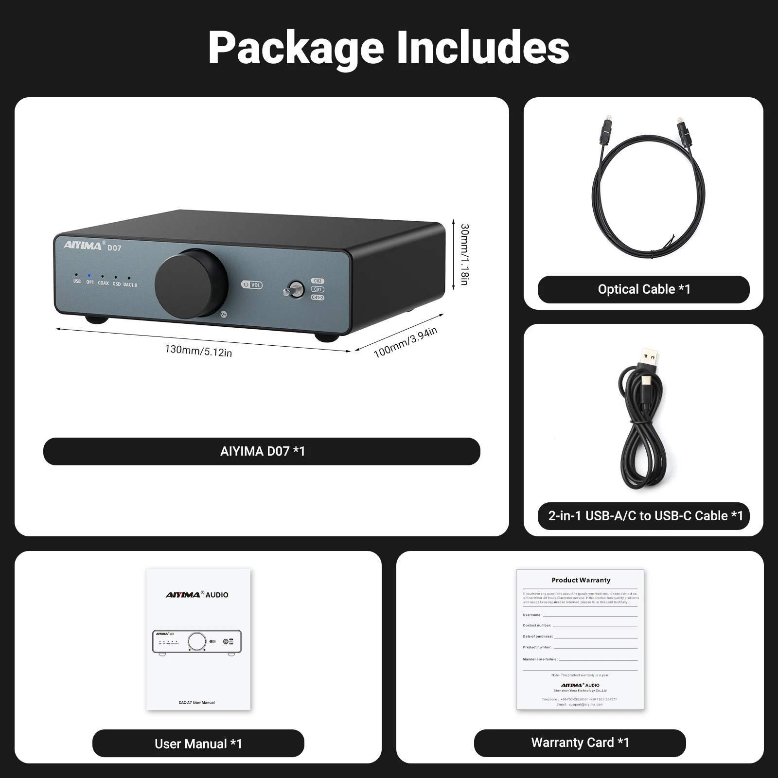 AIYIMA D07 DAC XMOS XU316 AKM 4493S HIFI Mini Desktop-Decoder PCM 768kHz/32Bit DSD512 Optischer/Koaxial/USB-Eingang RCA-Ausgang – Detail 19