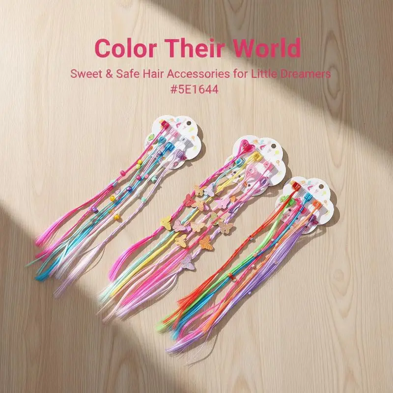 1Set For Kids Colorful Hair Extensions With Bobby Pins, Hair Styling Accessories